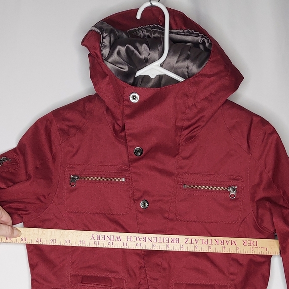 Burton Snowboard Jacket Small DryRide Red Snap Zip Pocket Hooded Water-resistant - Picture 7 of 12